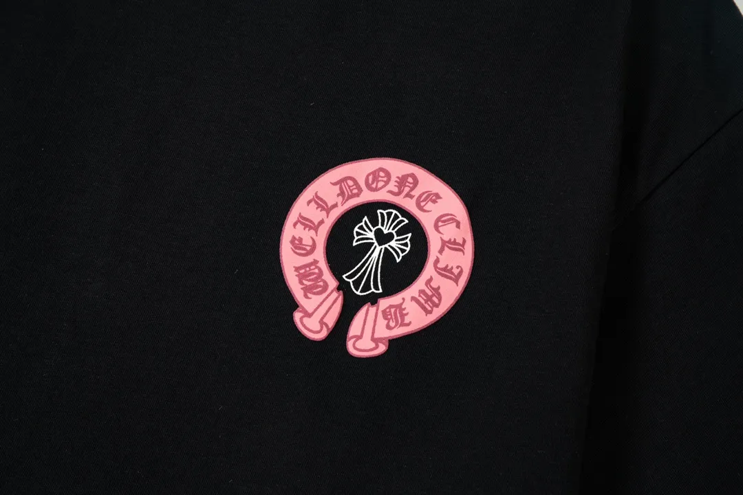 Chrome Hearts/ Pink Logo Same Style T Versatile : Black Size：XS~L